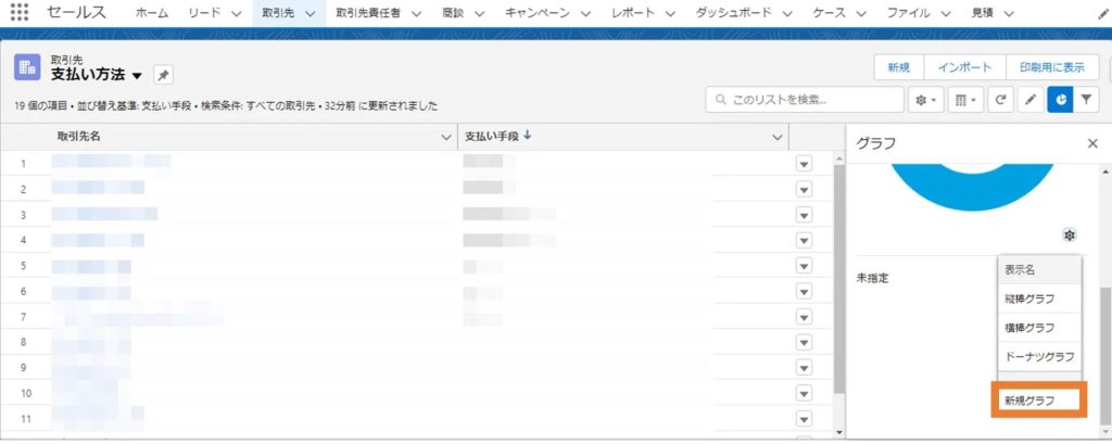 「新規グラフ」を選択