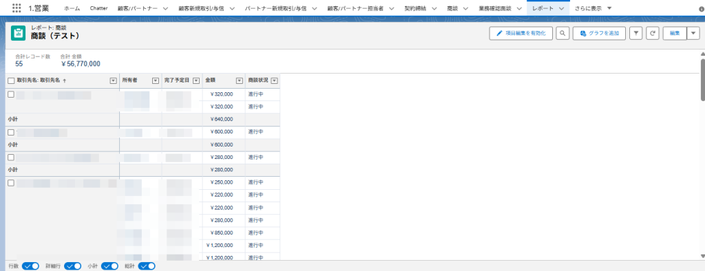 サマリーのレポート